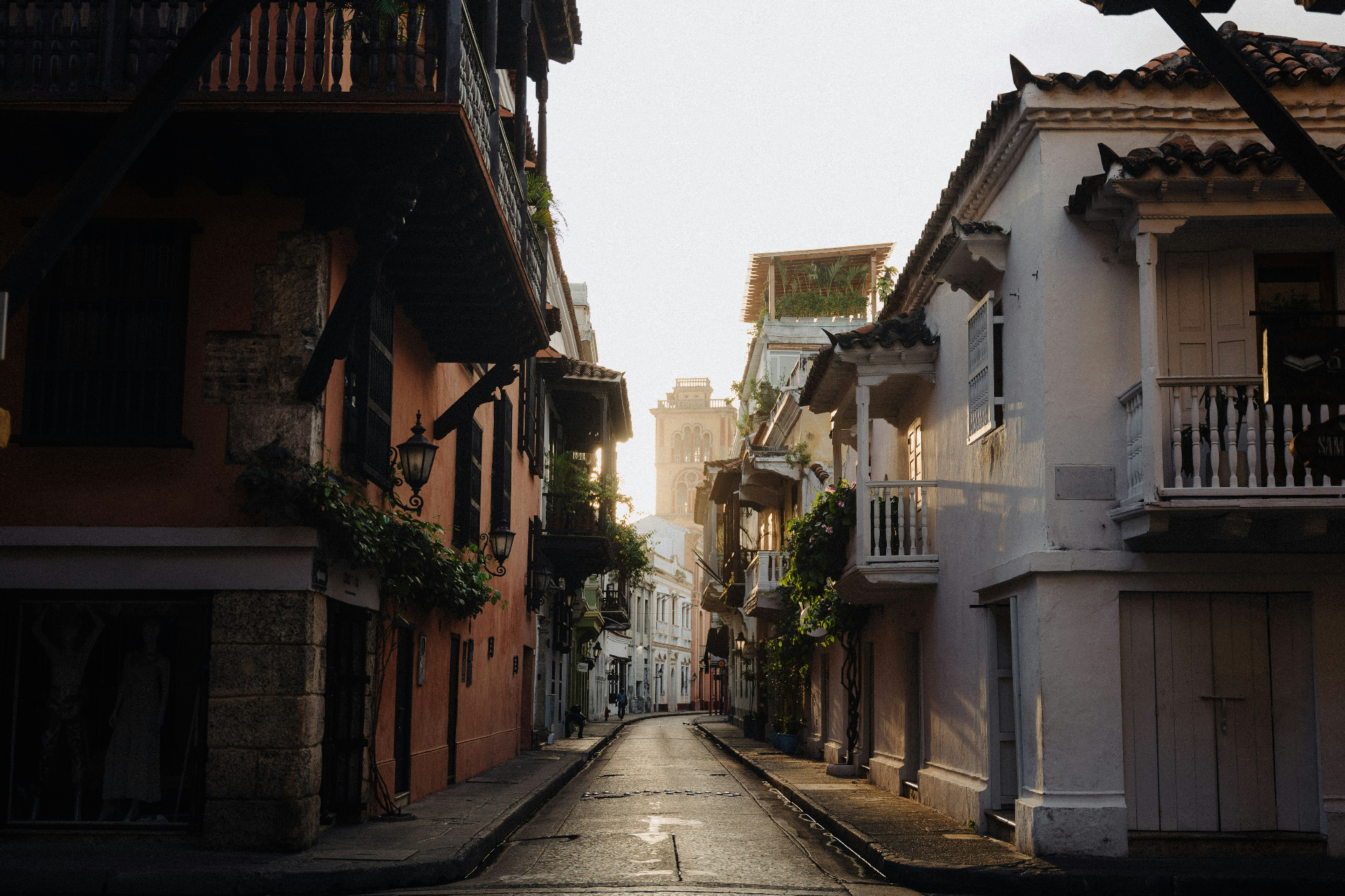 Colonial street in Cartagena, Colombia