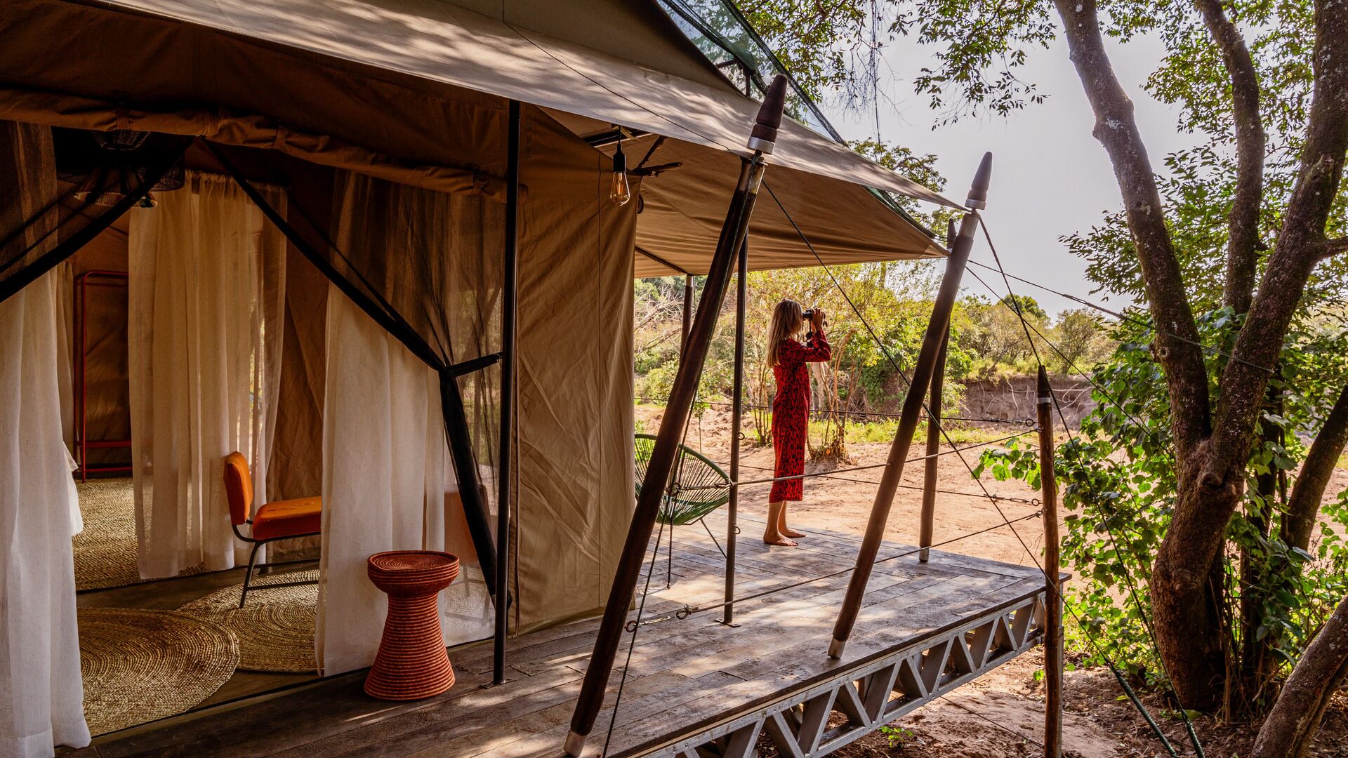 Guest tent with river views